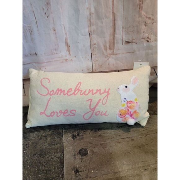 Some bunny loves you Easter pillow decor spring - Picture 1 of 6
